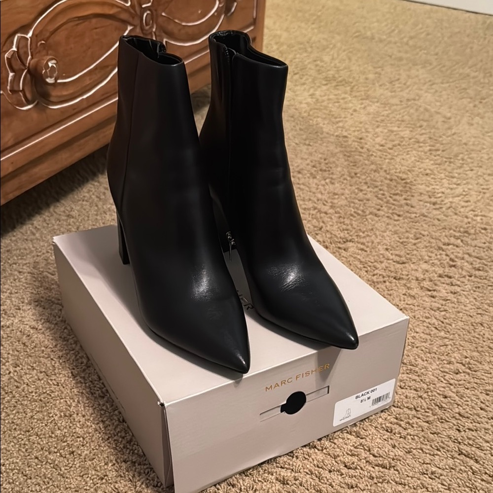 Marc Fisher Black Stiletto Ankle Boots